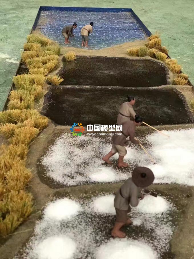 古法制鹽微縮場景沙盤模型