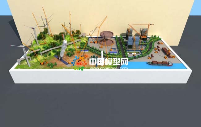 吊車起重機(jī)施工場景沙盤模型效果圖
