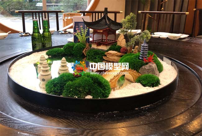 酒店餐桌轉(zhuǎn)盤景觀裝飾擺件沙盤模型