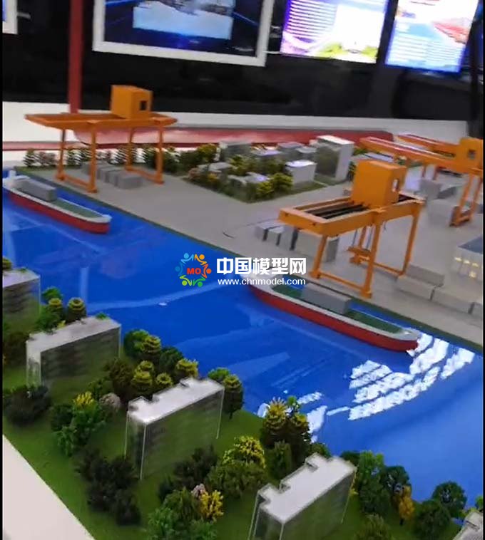 智慧物流內(nèi)河多用途碼頭沙盤模型